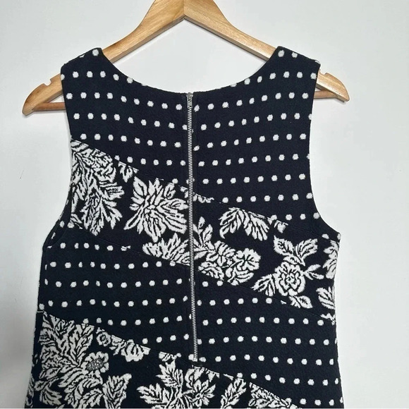 Maeve Anthro Effamy Black White Polka Dot Floral Sleeveless Knit Dress Medium - Picture 7 of 8